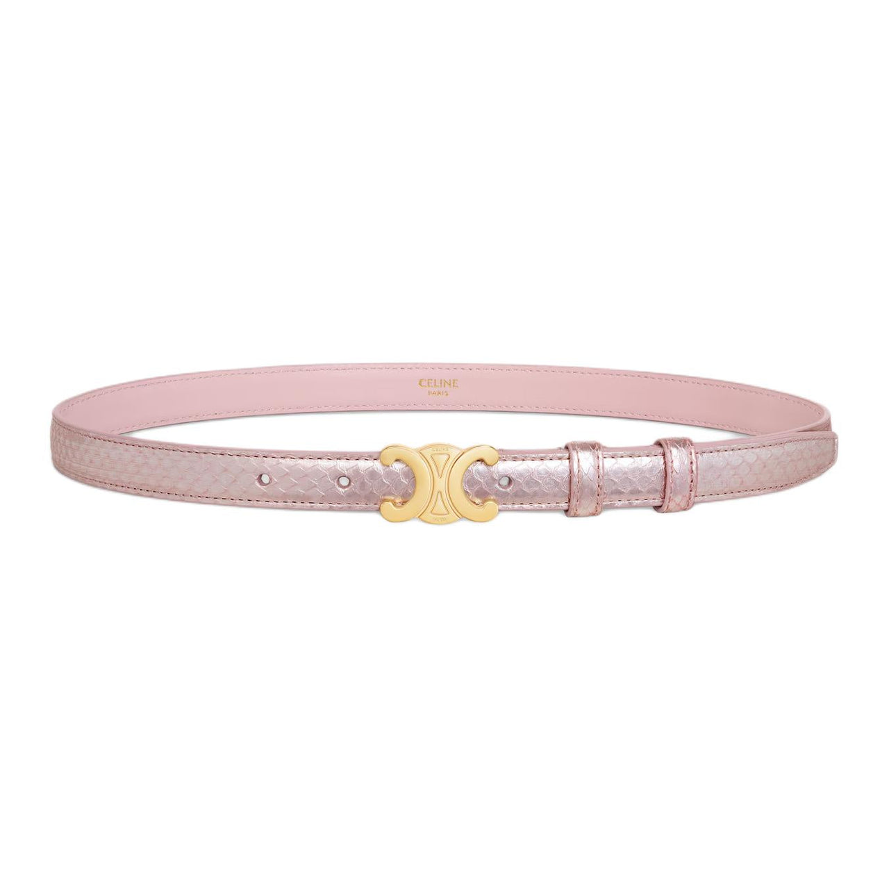 CELINE Calfskin Leather Belts Women's Pink 1.8CM