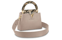 LOUIS VUITTON Capucines Leather With Python Skin Accents Capusin Shoulder Crossbody Handbag Mini Women's Elephant Gray