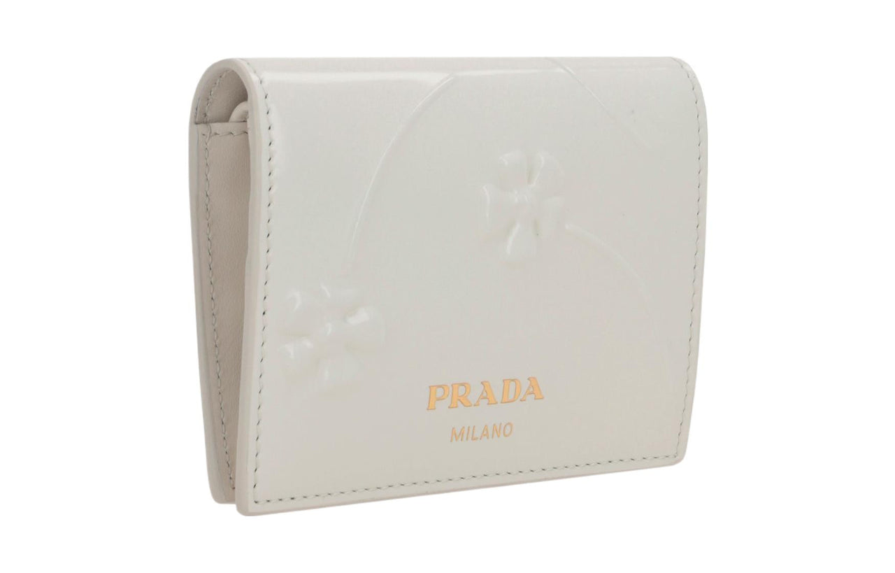 PRADA Calfskin Wallet Women's White