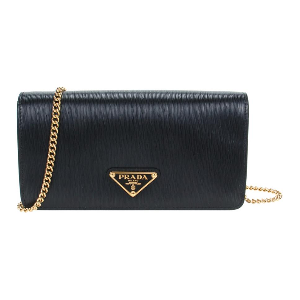 PRADA Calfskin Shoulder Bag Crossbody Bag Women's Black
