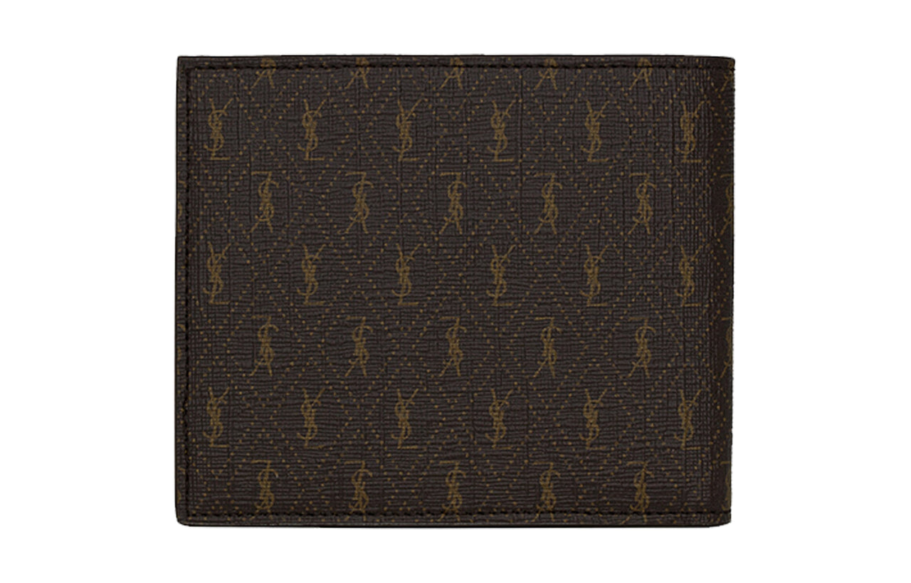 SAINT LAURENT Monogram Coated Canvas With Leather Wallet Men's Chestnut/Khaki/Earth Brown