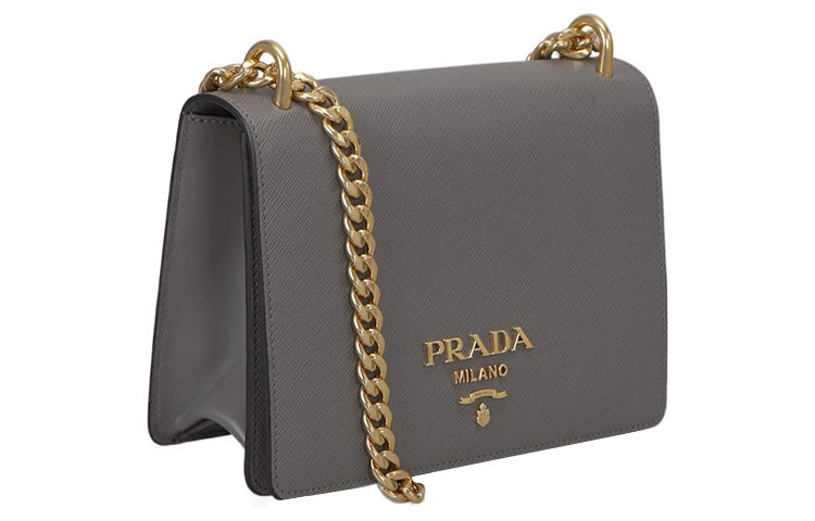 PRADA Cow Leather Shoulder Bag, Crossbody Bag Women's Gray
