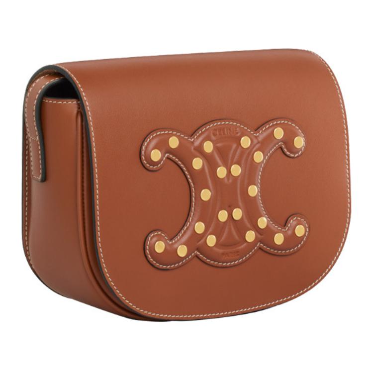 CELINE Cuir Triomphe Smooth Cow Leather Shoulder Bag Crossbody Bag Women's Tawny