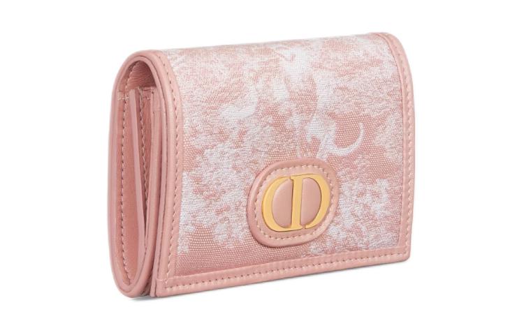 DIOR 30 Montaigne Jacquard Fabric Wallet Women's Pink