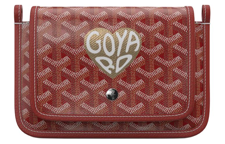 GOYARD Plumet Canvas With Leather Envelope Bag Crossbody Bag Shoulder Bag Unisex Red With Champagne Small Heart