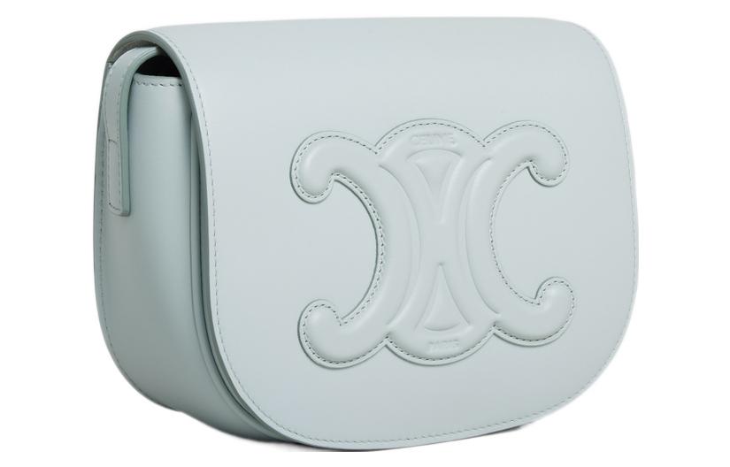 CELINE Cuir Triomphe Smooth Calf Leather Handbag Shoulder Bag Crossbody Bag Women's Soft Blue