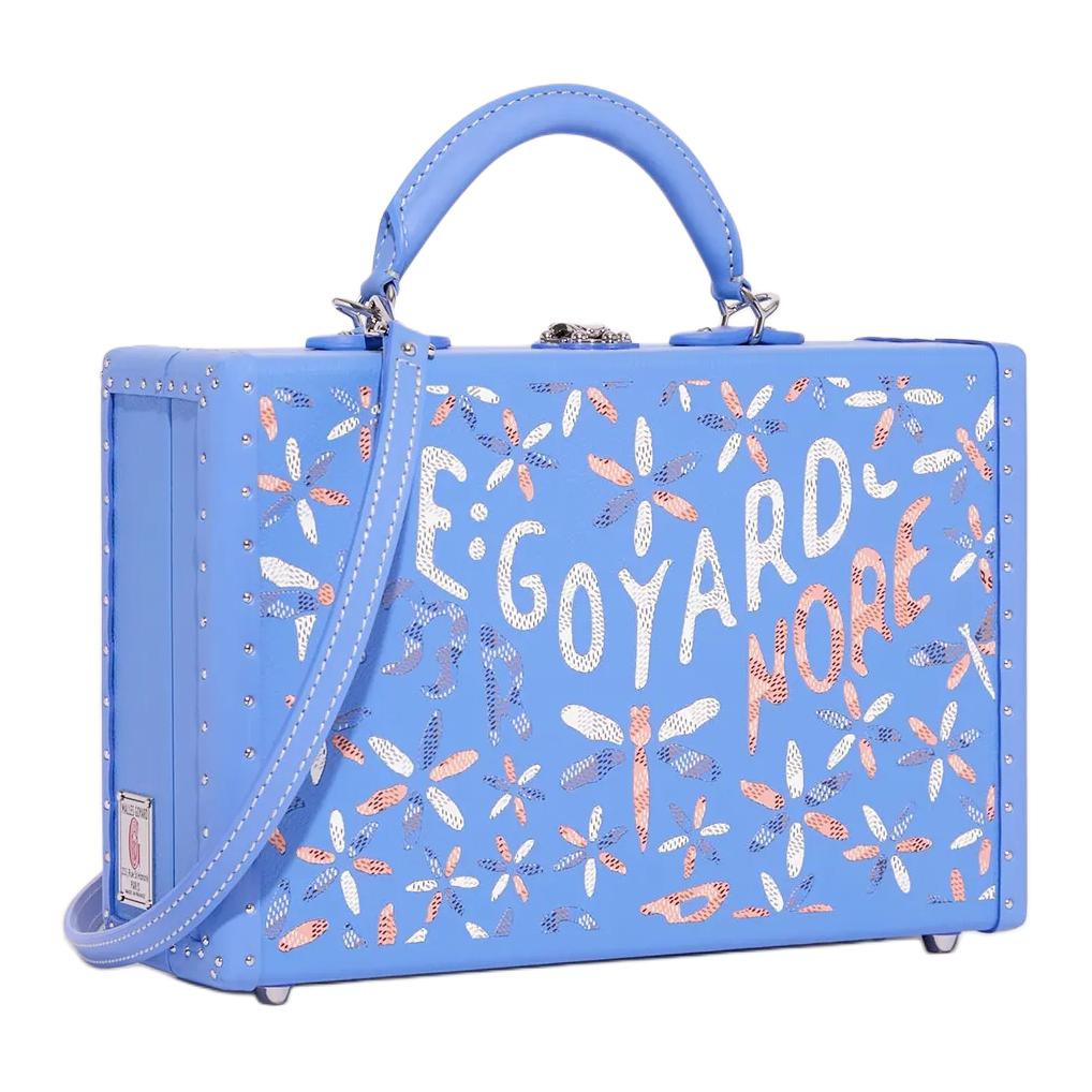 GOYARD Grand Hôtel Cowhide Patchwork Canvas Hard Case Handbag Women's Blue