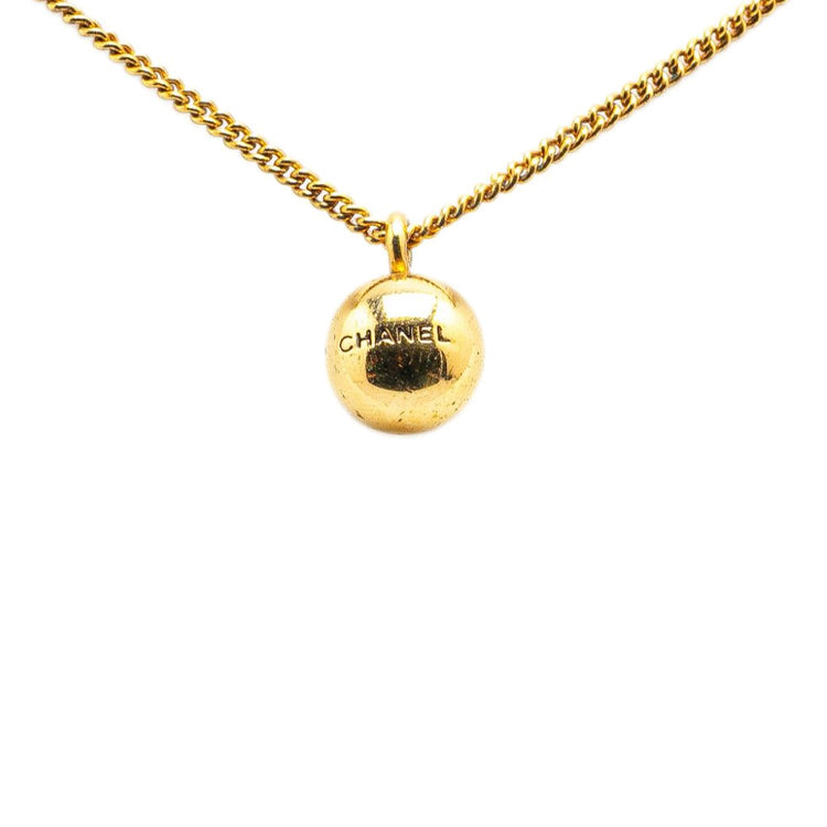 CHANEL 1998 Plated Sphere Charm Pendant Costume Necklace