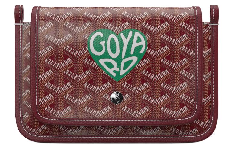 GOYARD Canvas With Leather Envelope Bag Crossbody Bag Shoulder Bag Unisex Burgundy & Green Small Heart