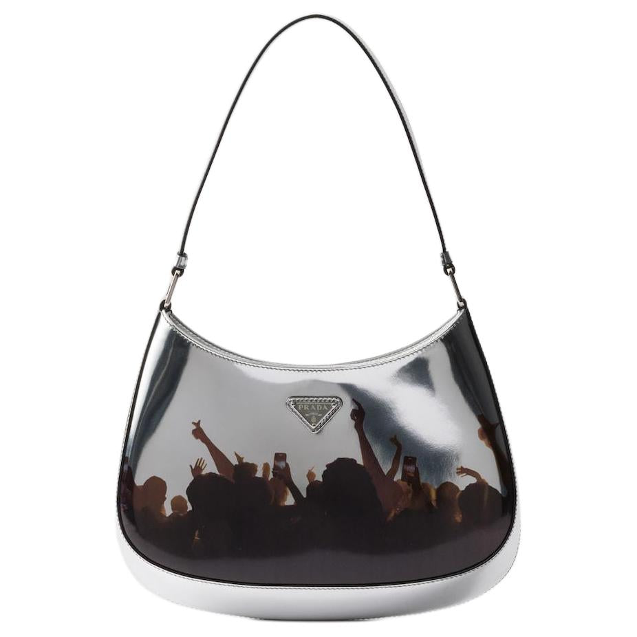 PRADA Cleo Cow Leather Shoulder Bag Regular Women's Silver