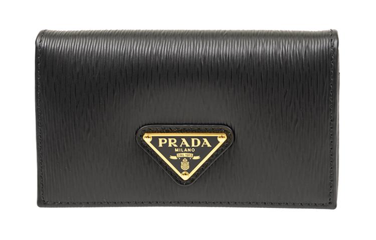 PRADA Calfskin Wallet Unisex Black