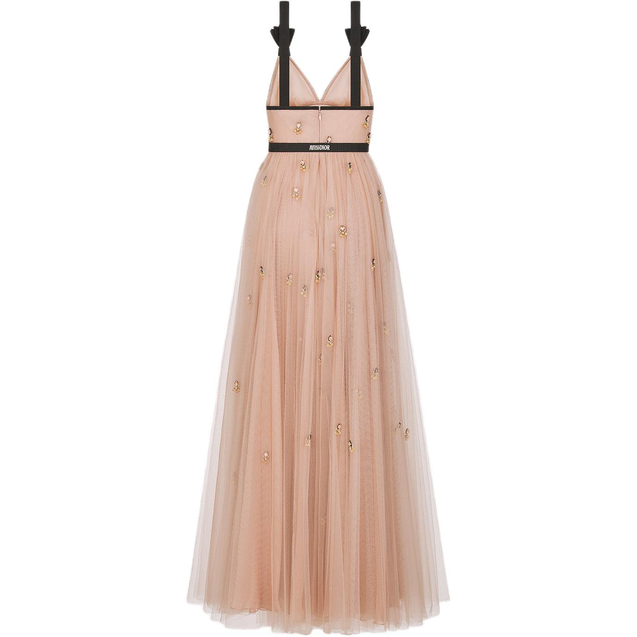 DIOR Embroidered Long Dress Sleeveless Dress Women's Coral Pink