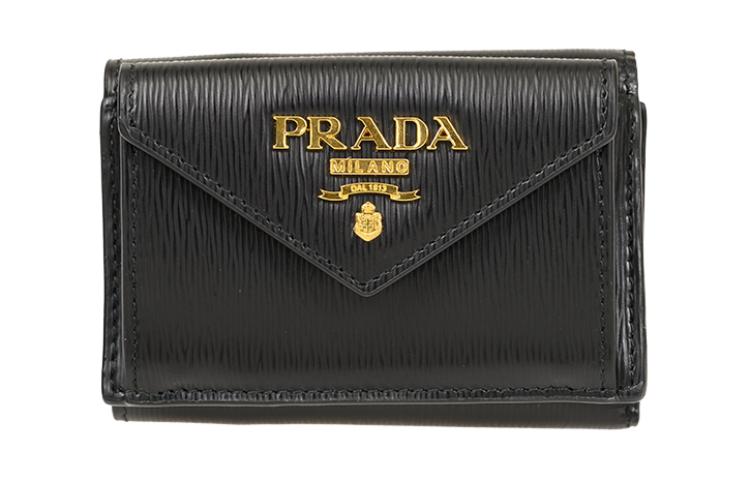 PRADA Cow Leather Wallet Women's Black