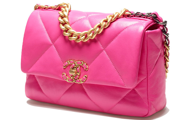 CHANEL 19Bag Lambskin Handbag Shoulder Bag Women's Dark Pink