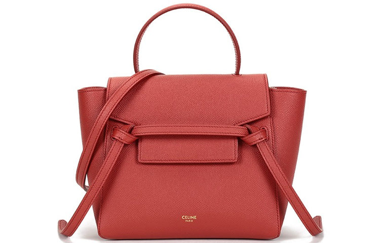 CELINE Belt Grained Calfskin Portable Crossbody Bag Shoulder Bag Women's Fox Red