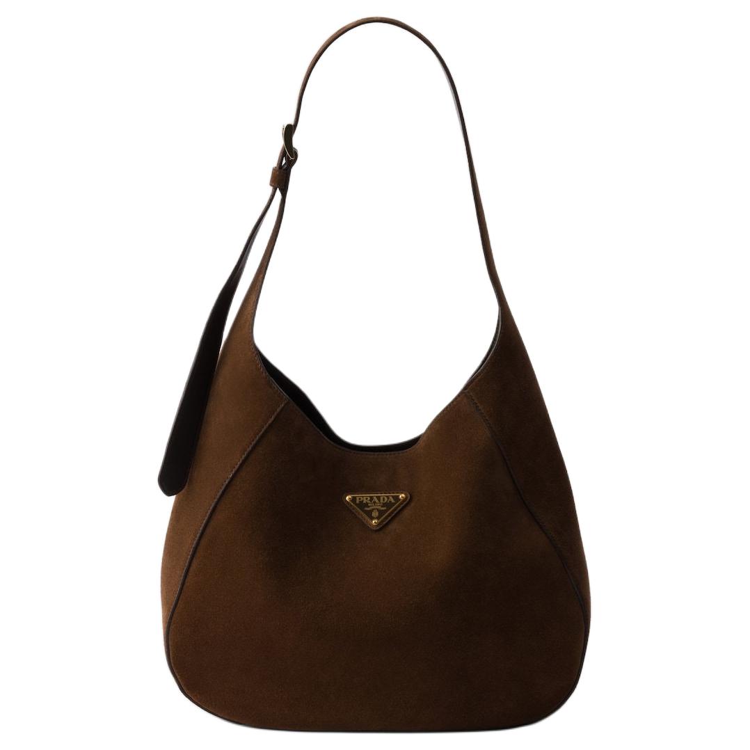 PRADA Calfskin Shoulder Bag Medium Size Women's Cocoa