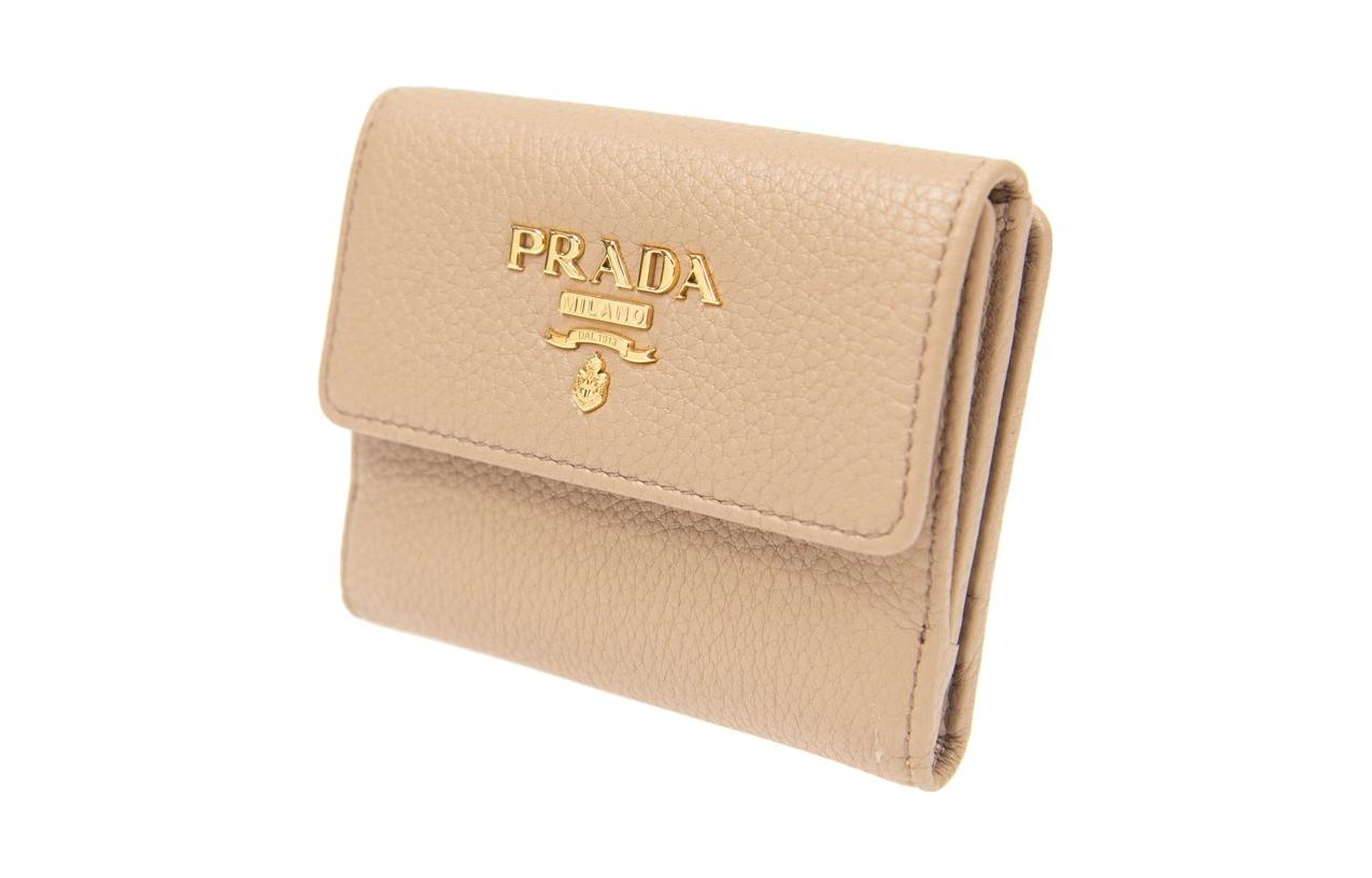 PRADA Calfskin Wallet Women's Almond
