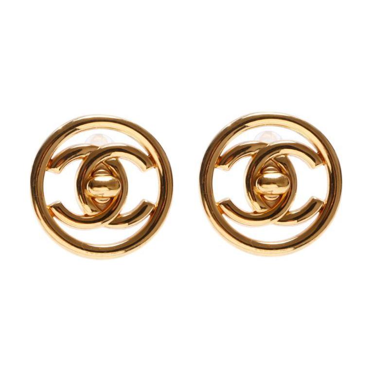 CHANEL 1997 Interlocking Cc Earrings