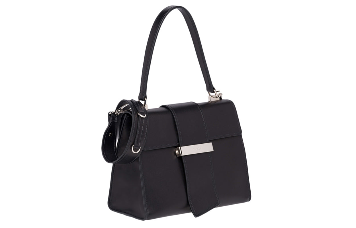 PRADA Cow Leather Shoulder Bag Women's Black
