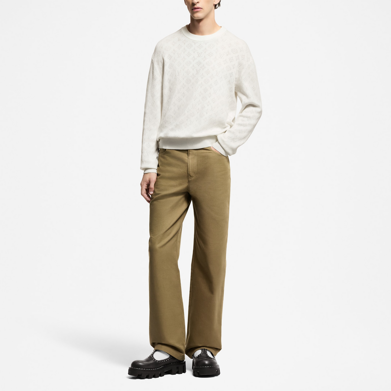 LOUIS VUITTON Monogram Pointelle Cotton Pullover