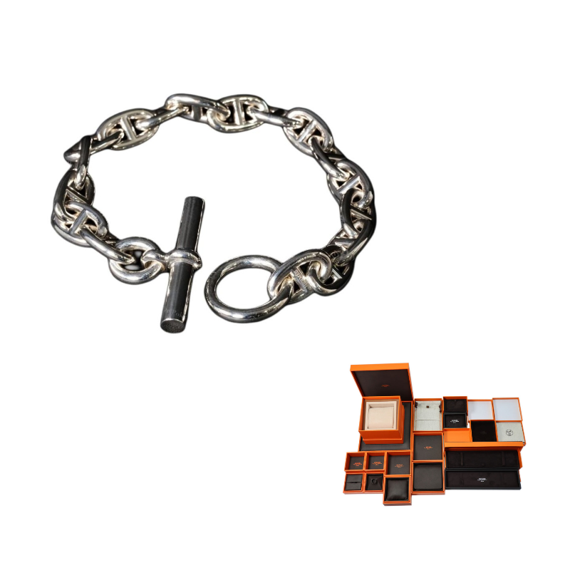 HERMES 925 Sterling Silver Bracelets Men's Silver