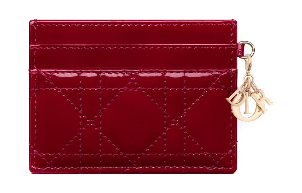DIOR Lady Dior Patent Leather, Cow Leather Card Holder Card Holder Women's Red
