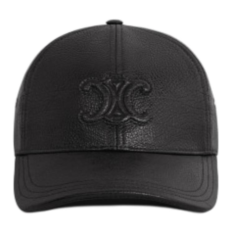 CELINE Cow Leather Baseball Caps Women's Black