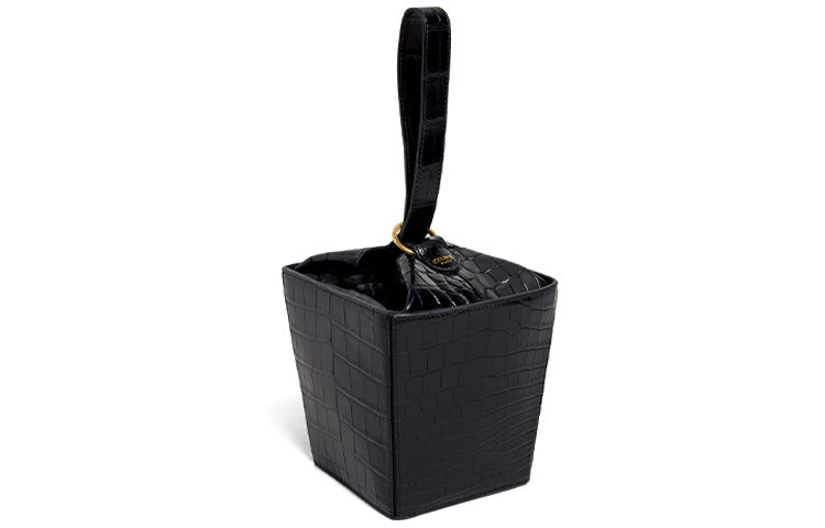 CELINE Crocodile Leather Strap Box Handbag Handbag Women's Black