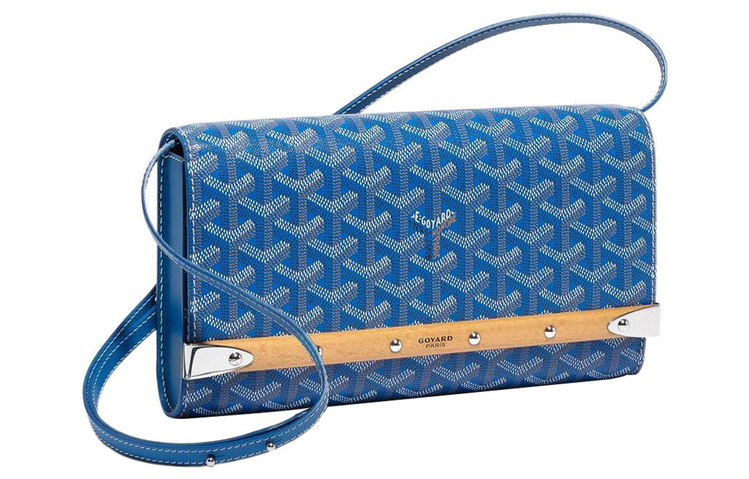 GOYARD MONTE-CARLO Canvas With Leather Clutches Crossbody Bags Small Size Women's Sky Blue