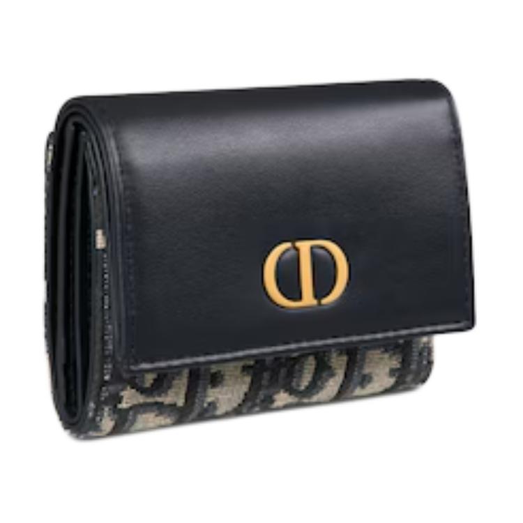 DIOR 30 Montaigne Cotton With Calfskin Wallet Regular Women's Blue