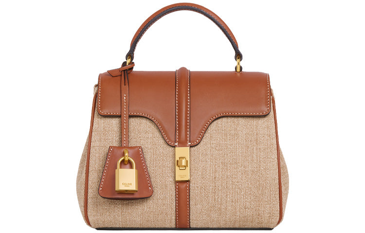 CELINE 16 Natural Calfskin Shoulder Bag Crossbody Bag Handbags Mini Women's Light Camel Tan