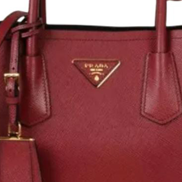 PRADA Double Leather Shoulder Bag Crossbody Bag Handbag Small Size Women's Red