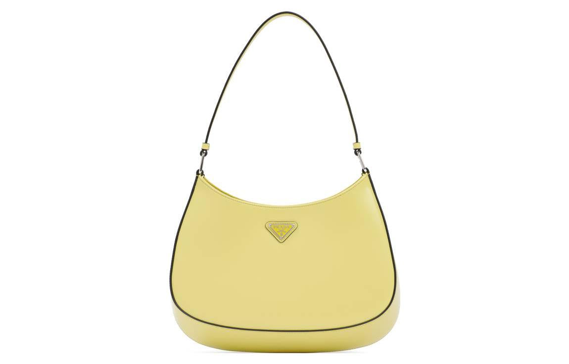 PRADA Cleo Leather Shoulder Bag, Handbag, Shoulder Bag Women's Banana Yellow