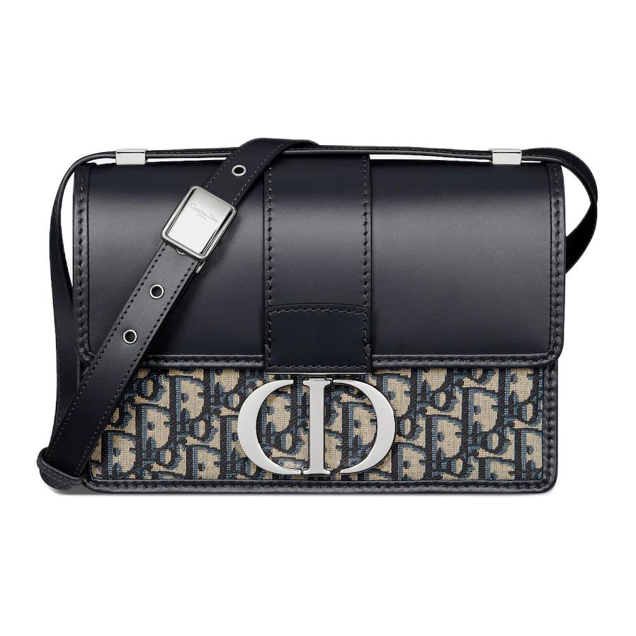 DIOR 30 Montaigne Oblique Jacquard With Smooth Calfskin Crossbody Bag, Shoulder Bag Women's Blue