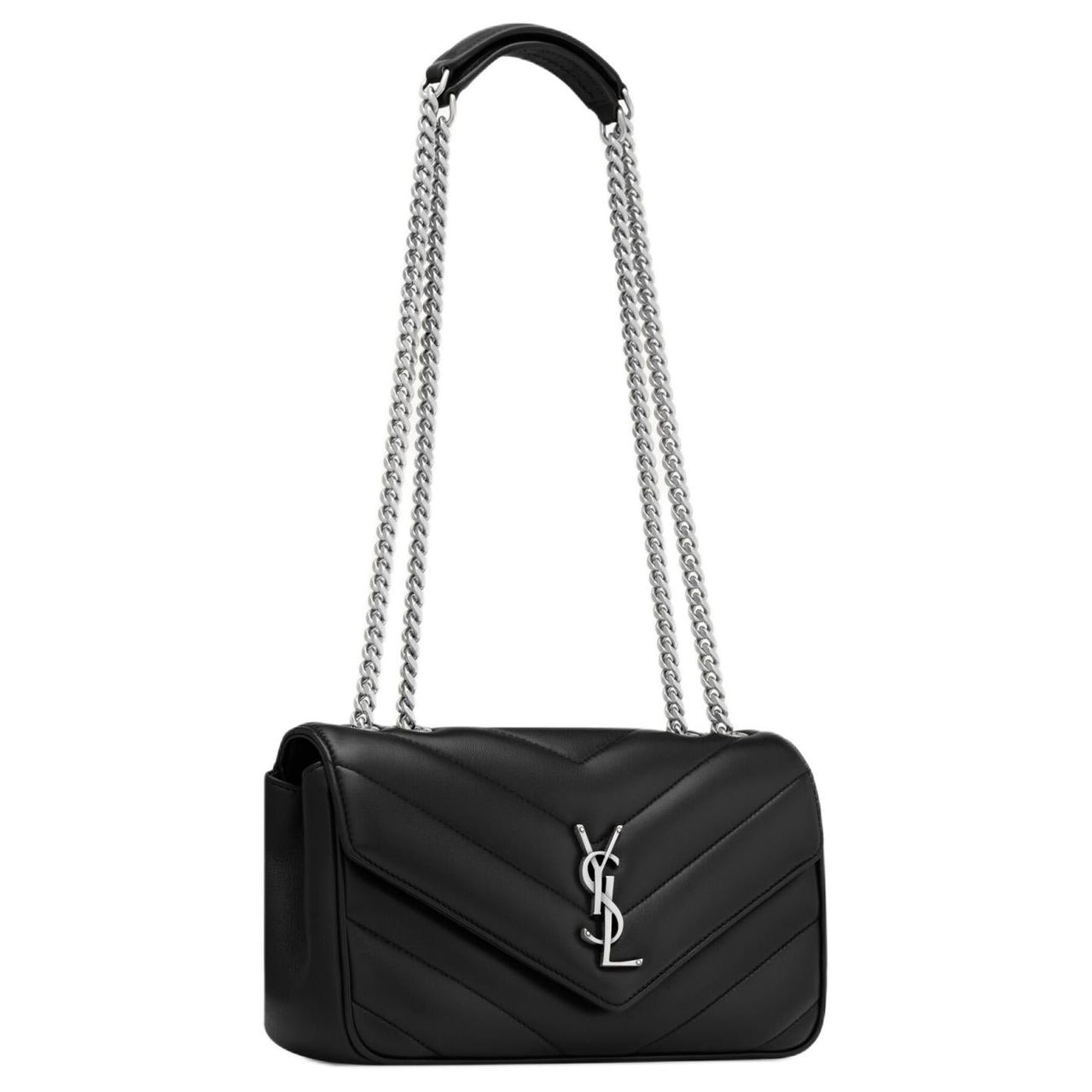 حقيبة كتف نسائية من جلد الحمل من SAINT LAURENT LOULOU - Trumpets - باللون الأسود