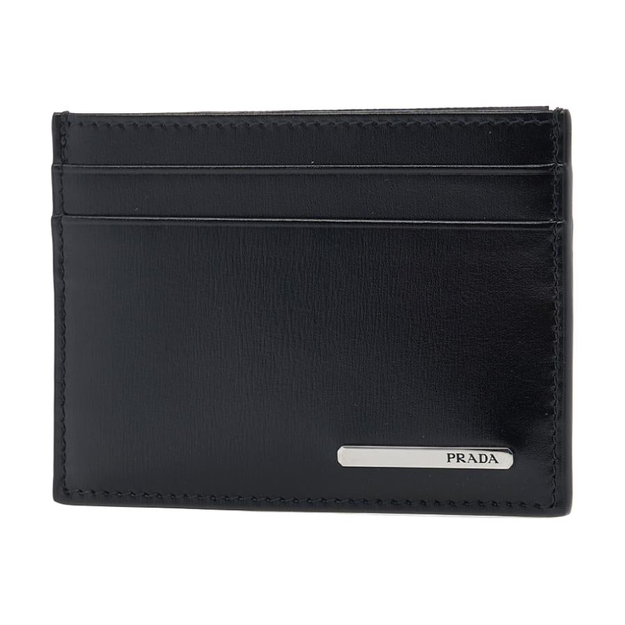 PRADA Cow Leather Card Holder Men's Black