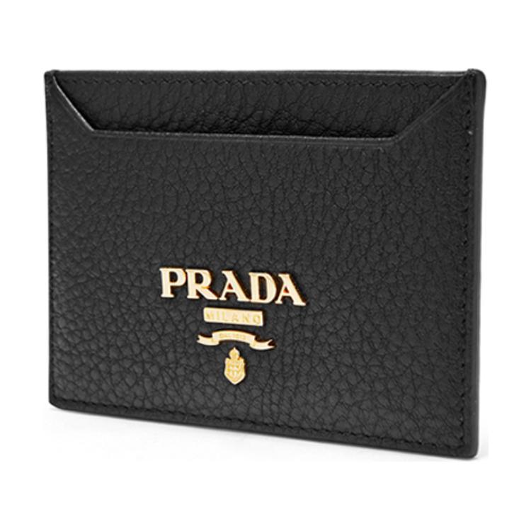 PRADA Cow Leather Card Holder Women's Black