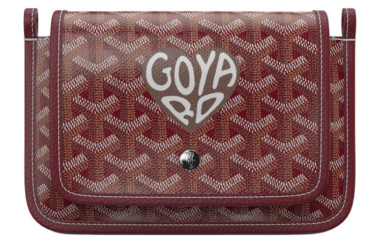GOYARD Canvas With Leather Envelope Bag Crossbody Bag Shoulder Bag Unisex Burgundy & Chestnut Small Heart