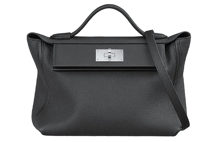 HERMES 24/24 Togo & Swift Calfskin Handbag Women's Black