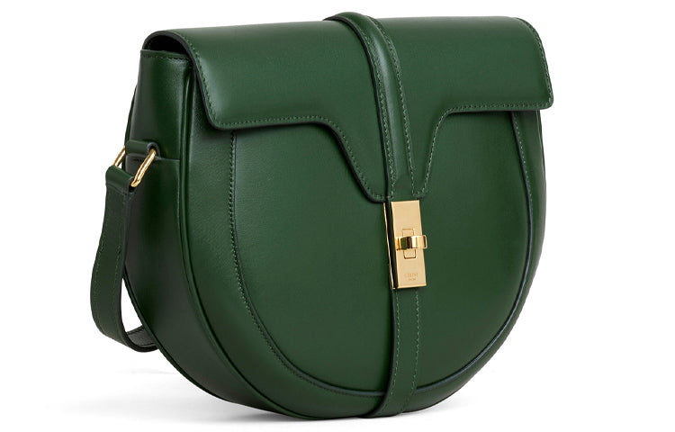 CELINE 16Besace Satin Calfskin Handbag Shoulder Bag Small Size Women's Malachite Green