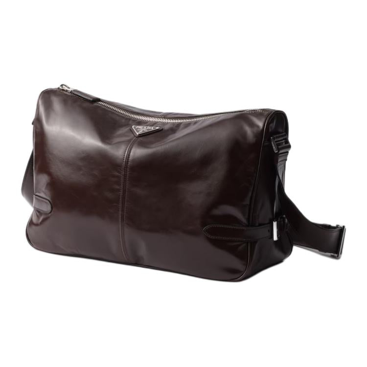 PRADA Calfskin Shoulder Bag Men's Brown