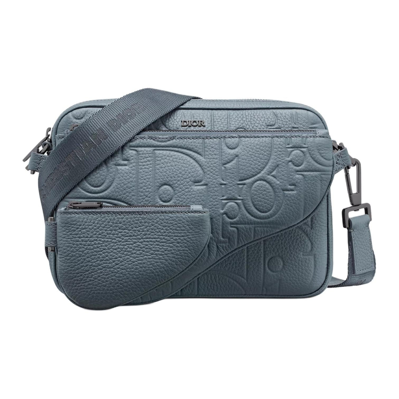 DIOR Cow Leather Shoulder Bag Crossbody Bag Men's Dark Gray