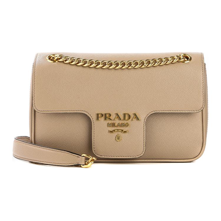 PRADA Cow Leather Crossbody Bag Shoulder Bag Women's Nude Pink