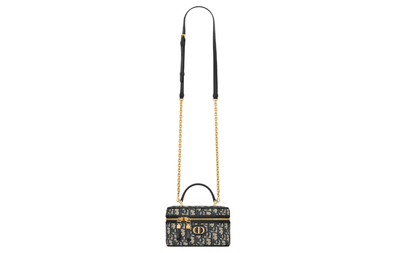 DIOR 30 Montaigne Oblique Printed Fabric Shoulder Bag, Crossbody Bag, Handbag Mini Unisex Blue
