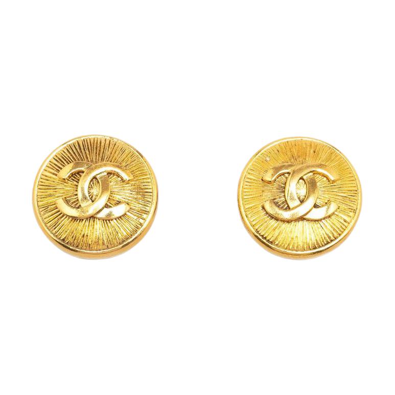 CHANEL 1980s Sunburst Clip on Earrings