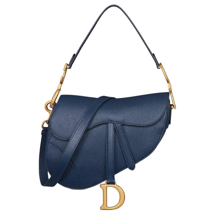 DIOR Saddle Calfskin Saddle Bag, Crossbody Bag, One Shoulder Handbag Women's Deep Sea Blue