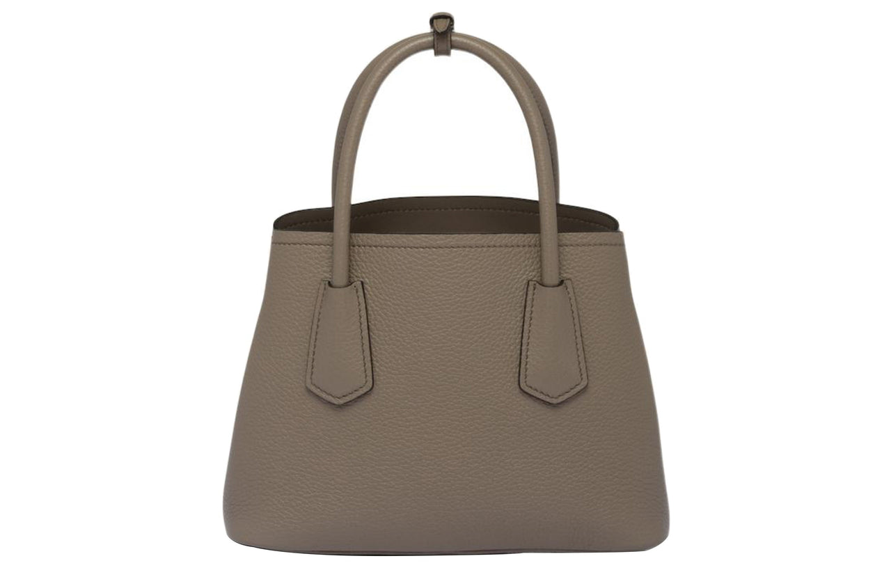PRADA Double Leather Shoulder Bag Crossbody Bag Handbag Mini Women's Clay Gray