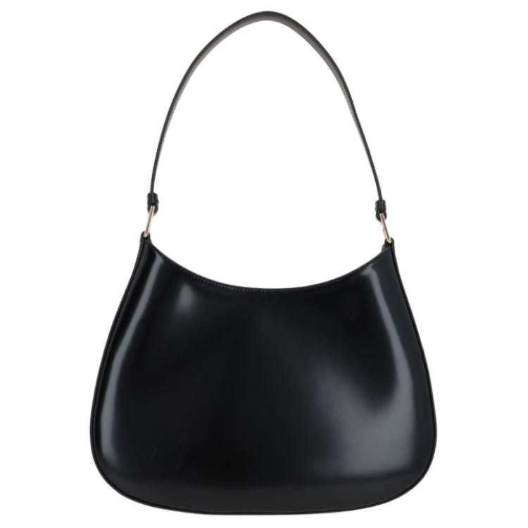 PRADA Cleo Shiny Leather Crescent Bag Handbag Shoulder Bag Women's Black