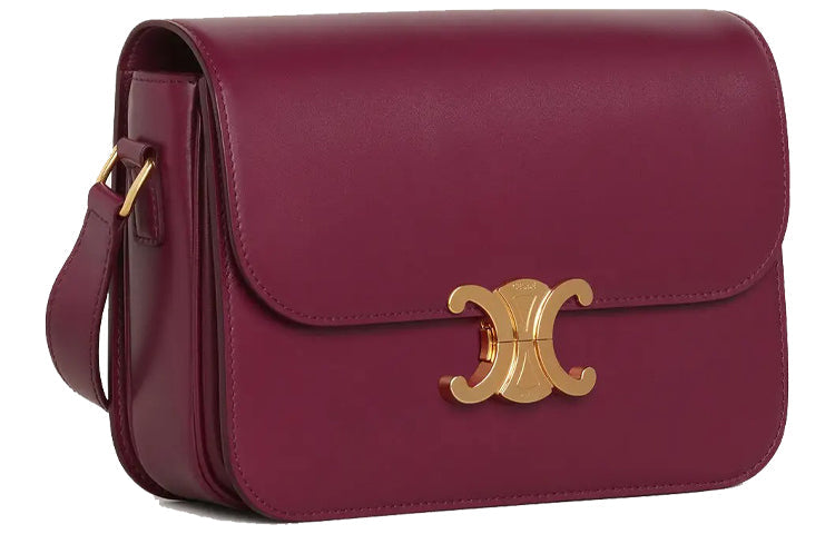 CELINE Cow Leather Shoulder Bag, Handbag, Crossbody Bag, Shoulder Bag Women's Candy Color, Berry Purple