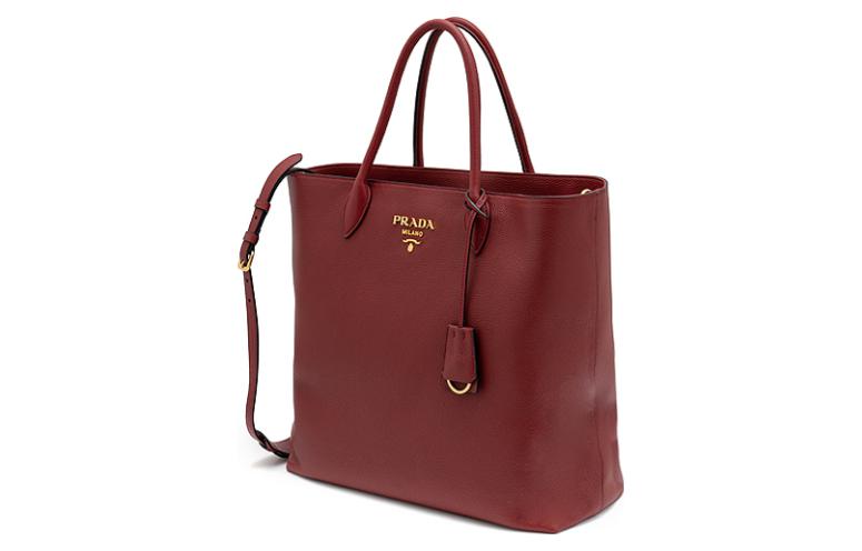 PRADA Cow Leather Tote Bag Shopping Bag Shoulder Bag Crossbody Bag Handbag Women's Red